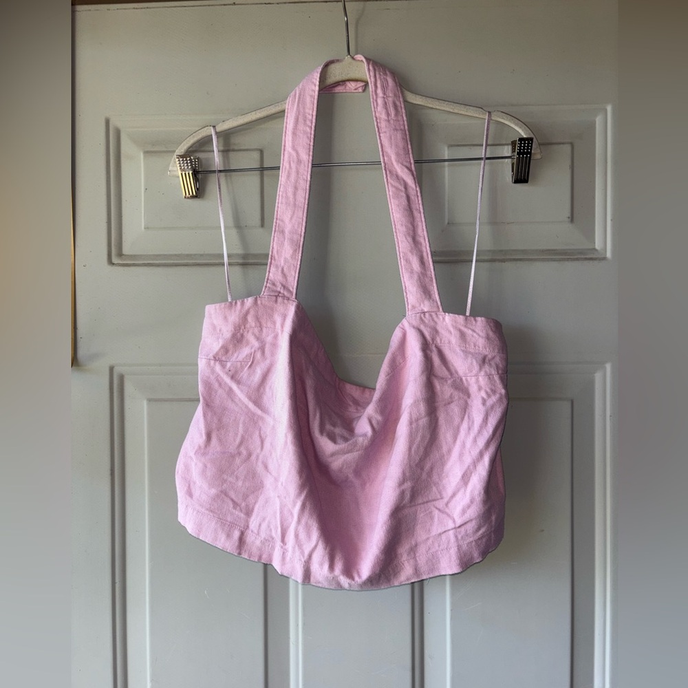 Abercrombie & Fitch pink linen blend halter top size XL